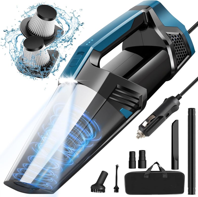 Blestan Car Vacuum - Portable Vacuum Cleaner with 16.4ft Cord, Bag, LED Light & Attachments - DC 12V High Power Small Vacuum, Car Accessories - Image 1